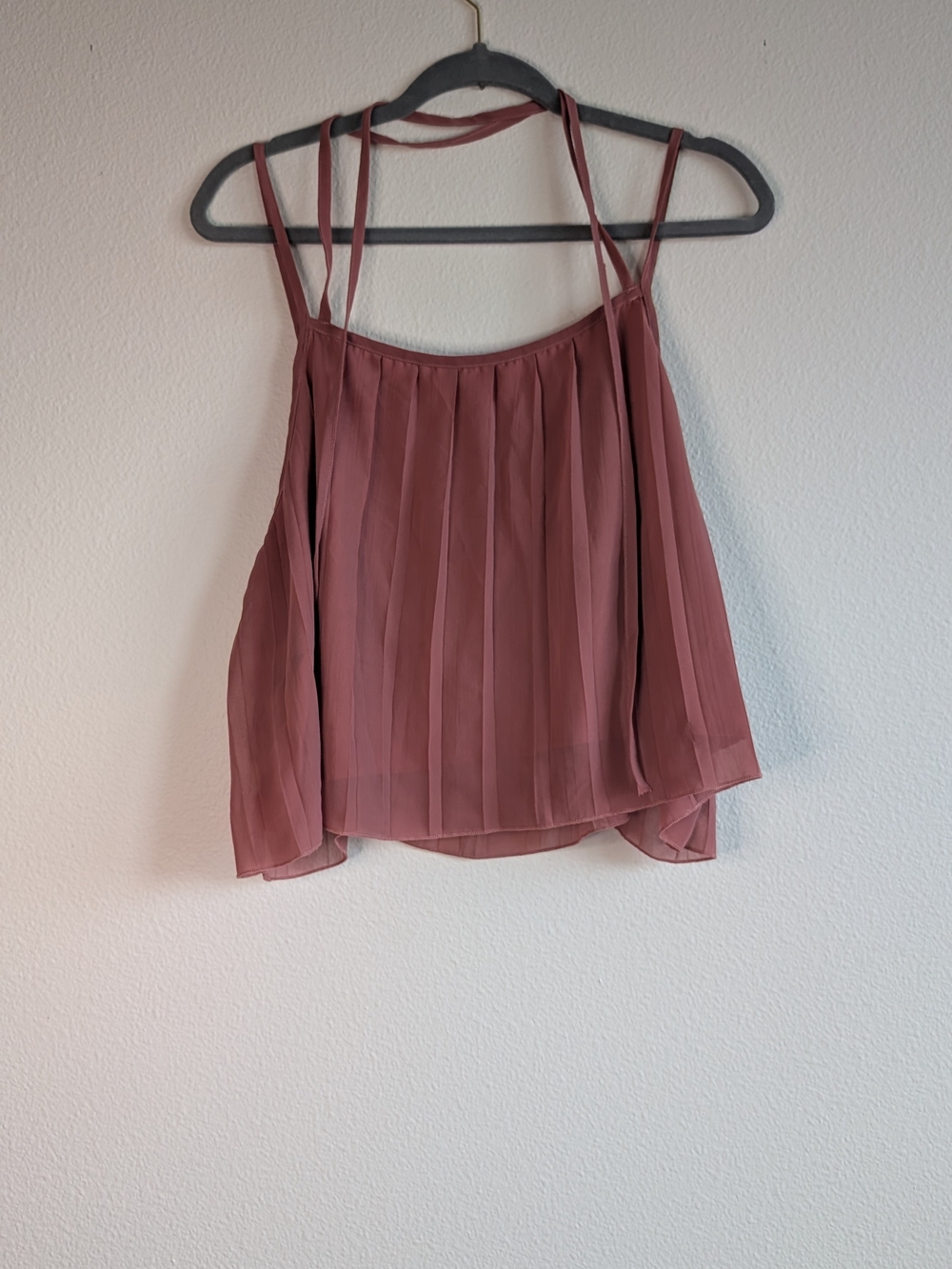 SHEIN Pleated Double-Strap Cami Top - Mauve Pink
